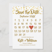 Kalender Bewaar de datum Gold Love Hearts Confetti Save The Date (Voorkant)