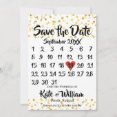 Kalender Bewaar de datum Golden Love Hearts Confet Save The Date (Voorkant)