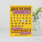 Kalender Bewaar de datum Leuk Retro Stripboek Save The Date (Staand voorkant)