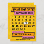 Kalender Bewaar de datum Leuk Retro Stripboek Save The Date (Voorkant / Achterkant)