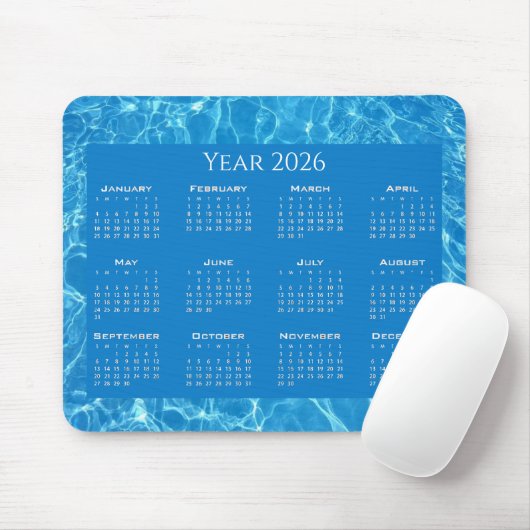 Kalender blauw water gestructureerd muismat (Met muis)