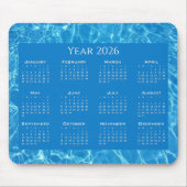 Kalender blauw water gestructureerd muismat (Voorkant)