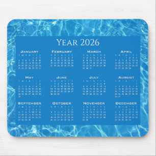 Kalender blauw water gestructureerd muismat