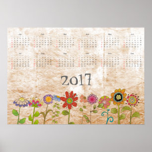 Kalender bloemen 2017 poster