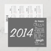 Kalender briefkaart 2014 - inspirerend woorden (Voorkant / Achterkant)