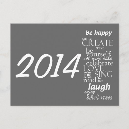 Kalender briefkaart 2014 - inspirerend woorden (Voorkant)