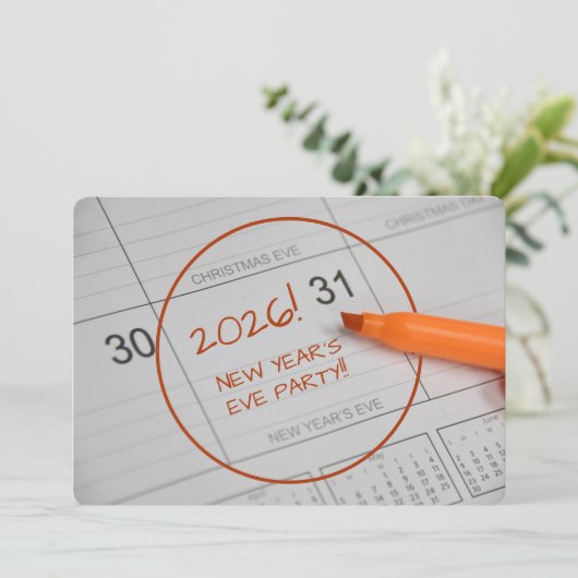 Kalender & Champagne oudejaarsfeest Kaart (Staand voorkant)