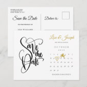 Kalender Cupid Gold Love Heart Save the Date Aankondigingskaart (Voorkant / Achterkant)