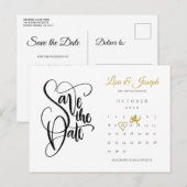 Kalender Cupid Gold Love Heart Save the Date Briefkaart (Voorkant / Achterkant)