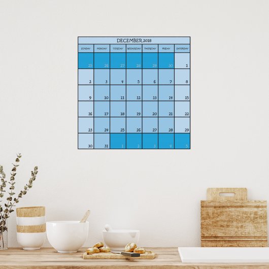 Kalender december 2017 voor planners poster (Keuken)