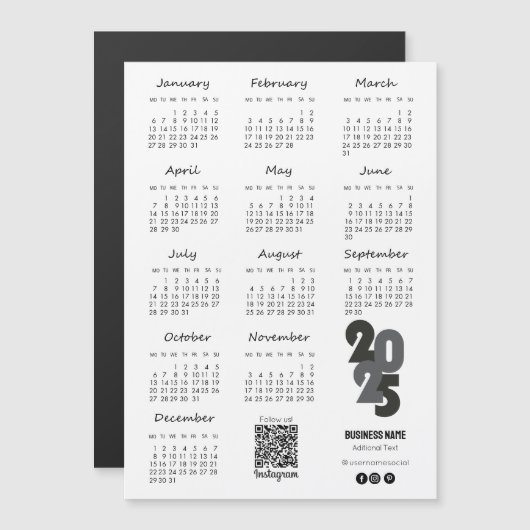 Kalender Deutsch 2025 jaar Kalender Basic Magnetische Uitnodiging (Voorkant / Achterkant)