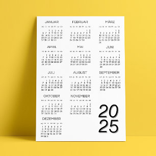 Kalender Deutsch 2025 Kalender Zwart-wit Kaart