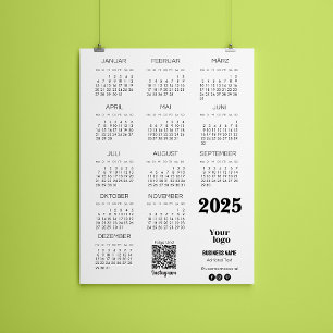 Kalender Deutsch 2025 Voljaar Kalender QR Code Kaart