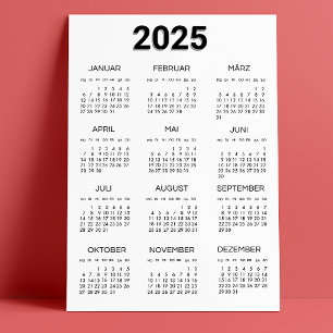 Kalender Deutsch 2025 Zwart-wit minimalistisch Kaart