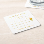 Kalender Eenvoudig Goud en Wit Bewaar de Datum Kartonnen Onderzetters (Schuin)