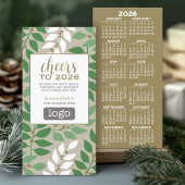 Kalender en Logo - Gold Green Branches - Zakelijk Feestdagenkaart