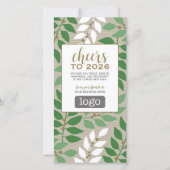 Kalender en Logo - Gold Green Branches - Zakelijk Feestdagenkaart (Voorkant)