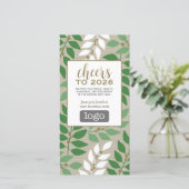 Kalender en Logo - Gold Green Branches - Zakelijk Feestdagenkaart (Staand voorkant)