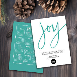 Kalender en Logo - JOY - Aqua White - Zakelijk Feestdagenkaart
