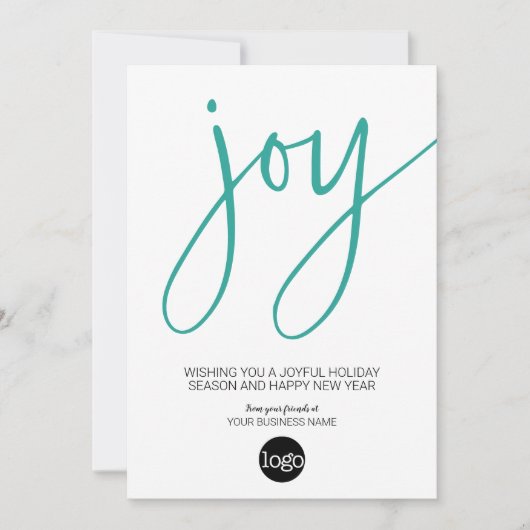 Kalender en Logo - JOY - Aqua White - Zakelijk Feestdagenkaart (Voorkant)