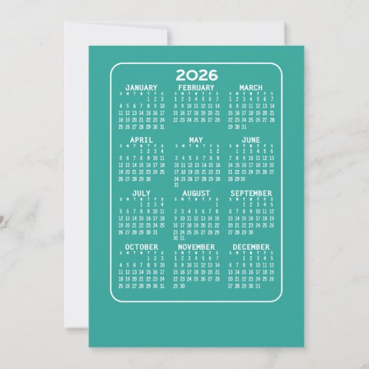 Kalender en Logo - JOY - Aqua White - Zakelijk Feestdagenkaart (Achterkant)