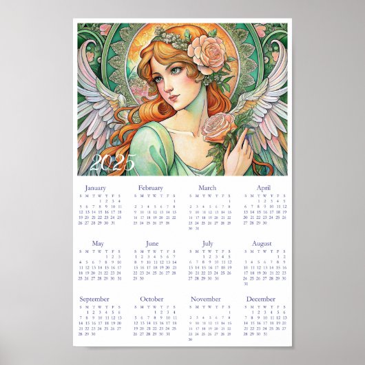 Kalender Engel Art Deco 2025. Poster (Voorkant)