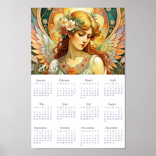  Kalender Engel Art Deco 2025. Poster (Voorkant)