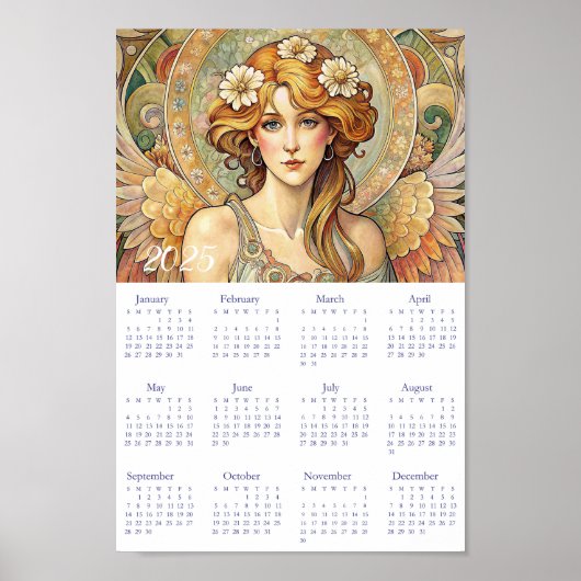 Kalender Engel Art Deco 2025. Poster (Voorkant)
