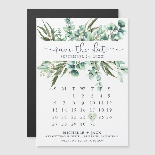 Kalender Eucalyptus Eenvoudig De datum magneet ops (Voorkant / Achterkant)