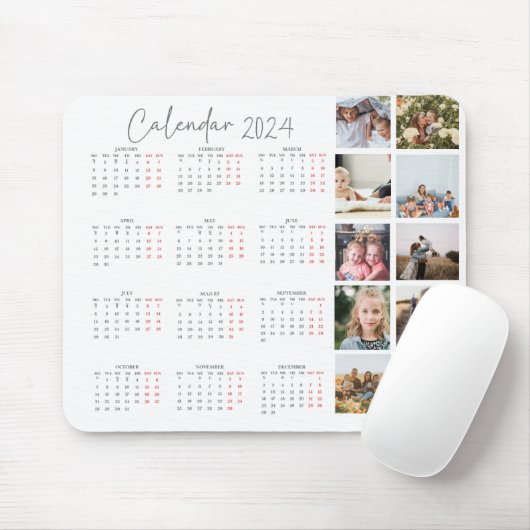 Kalender foto collage script trendy minimalist muismat (Met muis)
