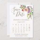 Kalender foto Groene Boho Flowers Weddenschap Save The Date (Voorkant)