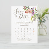 Kalender foto Groene Boho Flowers Weddenschap Save The Date (Staand voorkant)