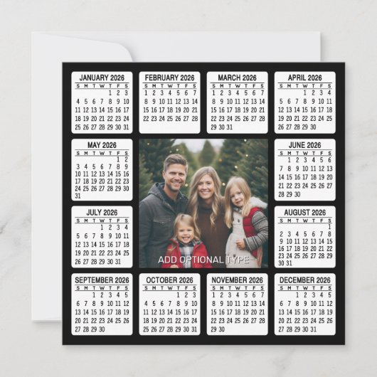Kalender - Foto in het centrum Holiday Kaart (Voorkant)