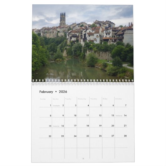 Kalender Fribourg Zwitserland 2026 (Feb 2026)