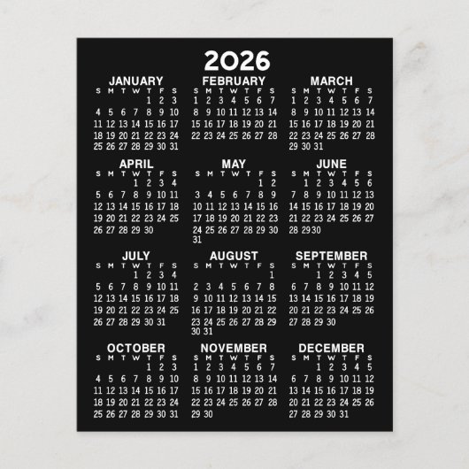 Kalender - Full Year Basic Zwart Platte Papier (Voorkant)