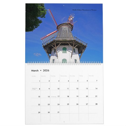Kalender Galerieholländer Windmühlen (Mar 2026)