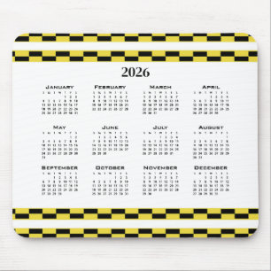 Kalender geel en zwart blokken muismat