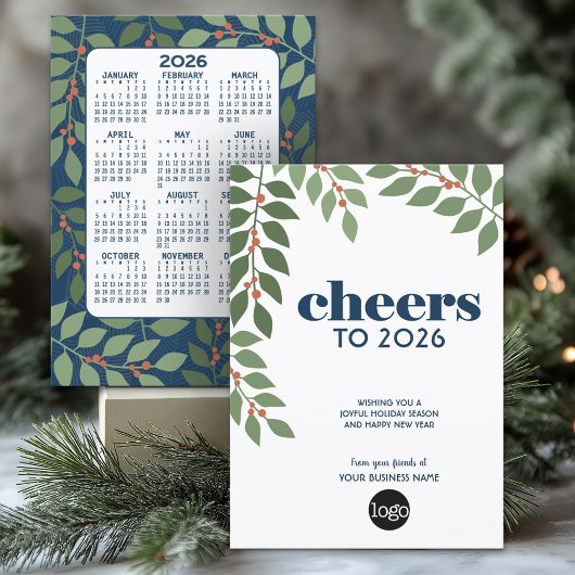 Kalender GEJUICH - groen blauw - Business Logo Feestdagenkaart