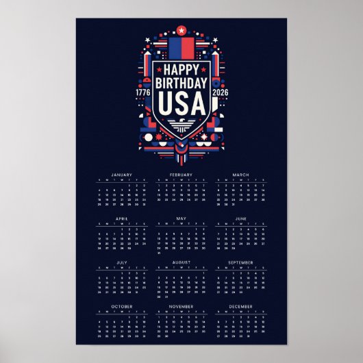 Kalender Gelukkig Verjaardag VS 250 Poster (Voorkant)