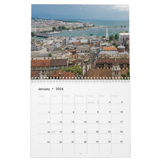 Kalender Genève, Zwitserland 2026 (Jan 2026)