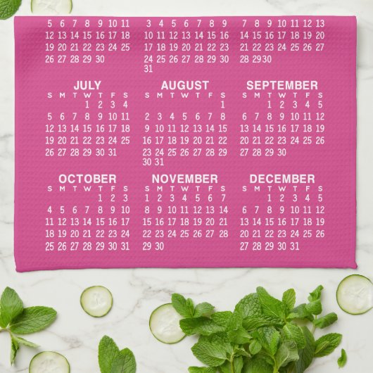 Kalender Geschilderde Waterverf Bloemen heet roze Theedoek (Gevouwen)