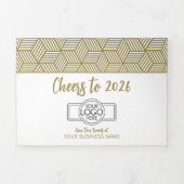 Kalender - Gold White Business Logo Hanging Drieluik Wenskaart (Cover)