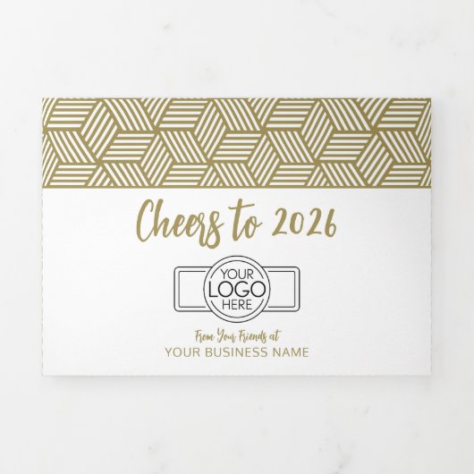 Kalender - Gold White Business Logo Hanging Drieluik Wenskaart (Cover)