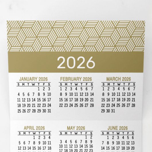 Kalender - Gold White Business Logo Hanging Drieluik Wenskaart (Binnenzijde eerst)