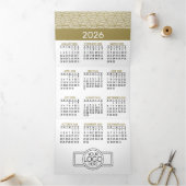 Kalender - Gold White Business Logo Hanging Drieluik Wenskaart (Binnen)