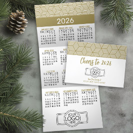 Kalender - Gold White Business Logo Hanging Drieluik Wenskaart