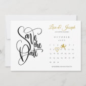 Kalender Goud Cupido Liefde Hart Save the Date Kaart (Voorkant)