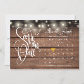 Kalender Goud Hart Landelijke Houten Bruiloft Save The Date (Voorkant)