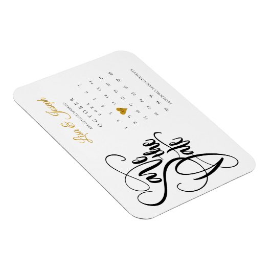 Kalender Goud Liefde Hart Bewaar de datum Magneet (Rechterzijde)