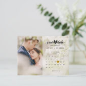 Kalender Goud Liefde Hart Foto Bewaar de datum Briefkaart (Staand voorkant)